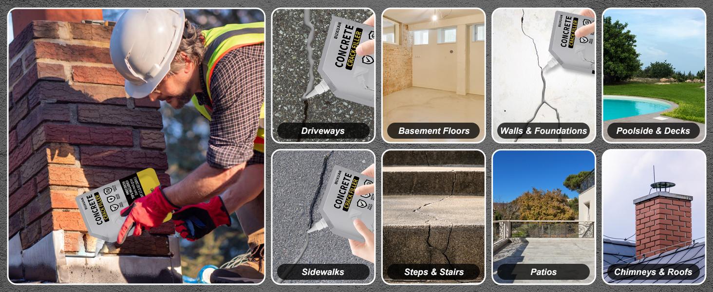 Concrete Crack Filler, Cement Crack Filler, Waterproof Repair Sealant, Quick-Drying Sealing, for Driveway, Walkway,, Joint (1)