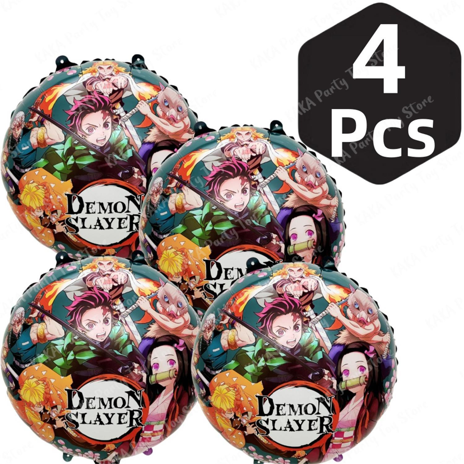 2/4/6Pcs Demon Slayer Party Balloons Anime Foil Balloon Set Baby Shower Birthday Party Decorations Kids Classic Toy Air Gifts