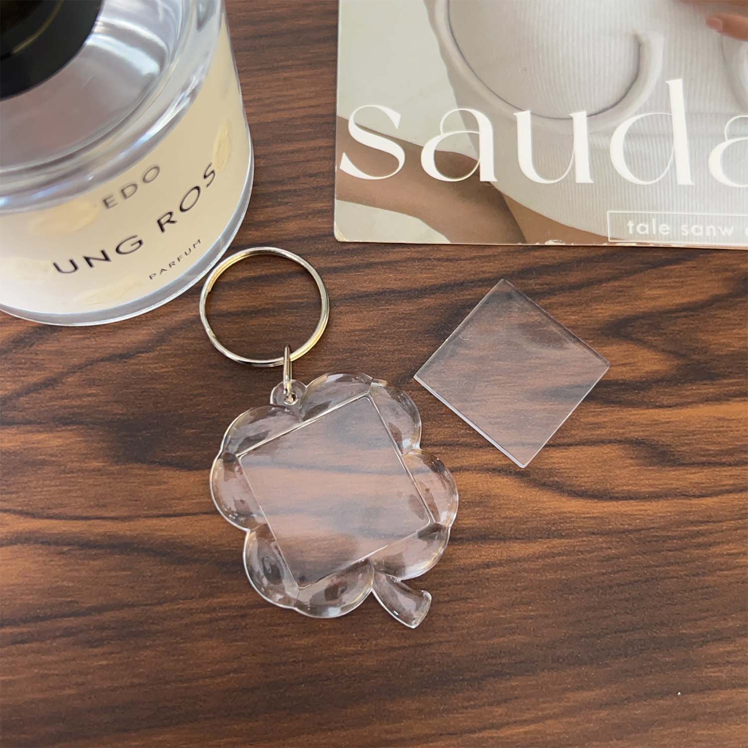 5/50Pcs Transparent Photo Frame Keychain Tassels Snap-In Custom Insert Photo Acrylic Blank Keyring Clear Blank Picture Pendant
