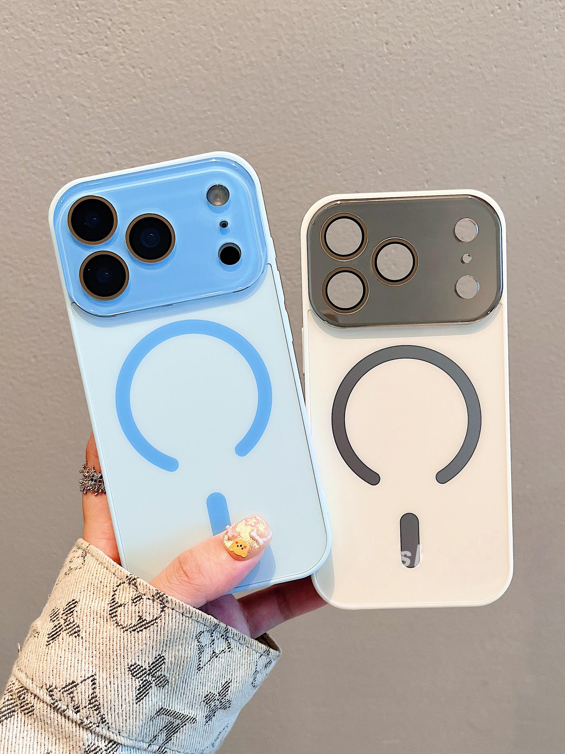 Solid colour large window magnetic phone case for iPhone 17 Pro MAX 13 14 15 16 Pro MAX shockproof back cover