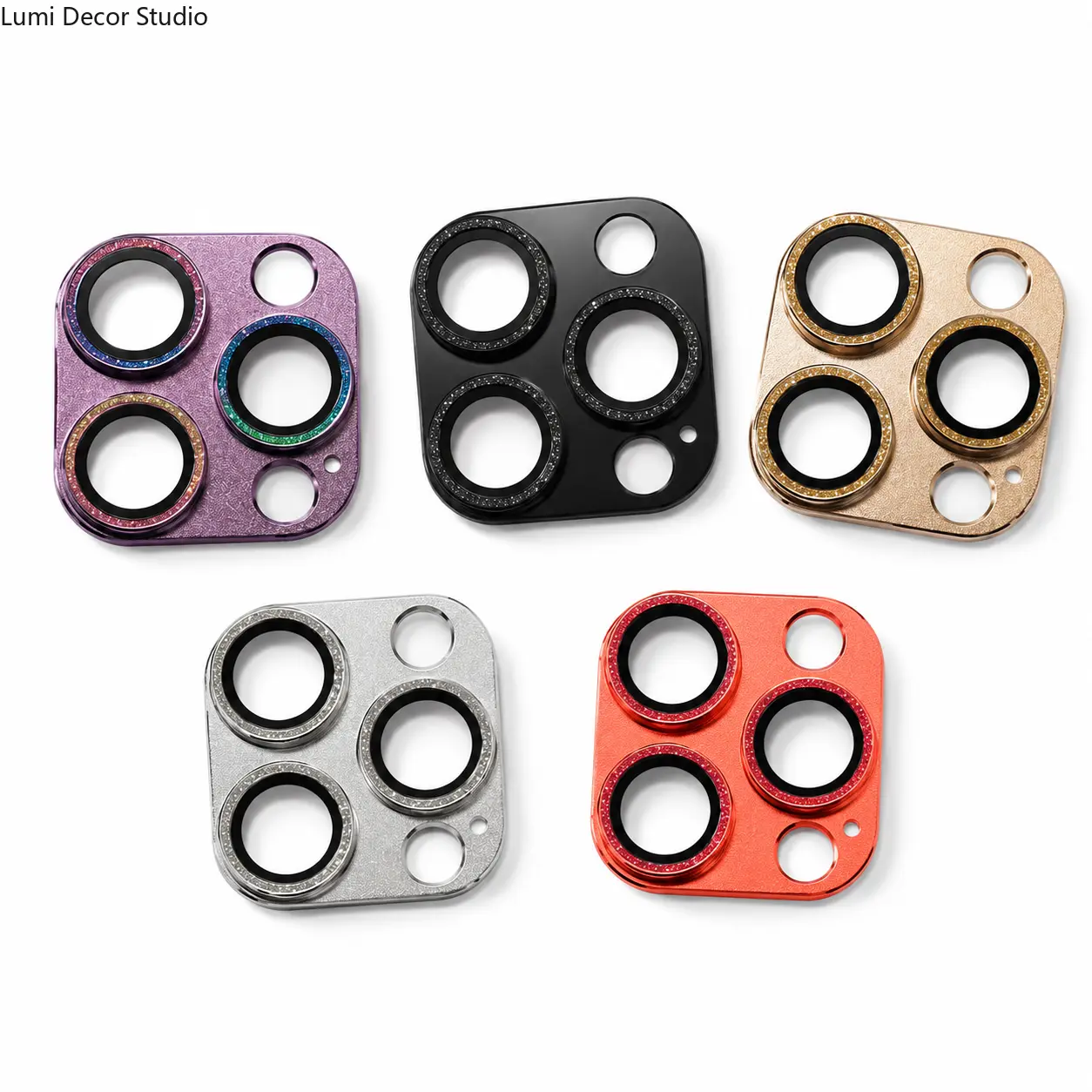 2-Pack Glitter Camera Lens Protector for Daily Decor, Matte Synthetic Film Accessories with HD Clarity, Scratch-Resistant Cover for 14-18 Series Phones