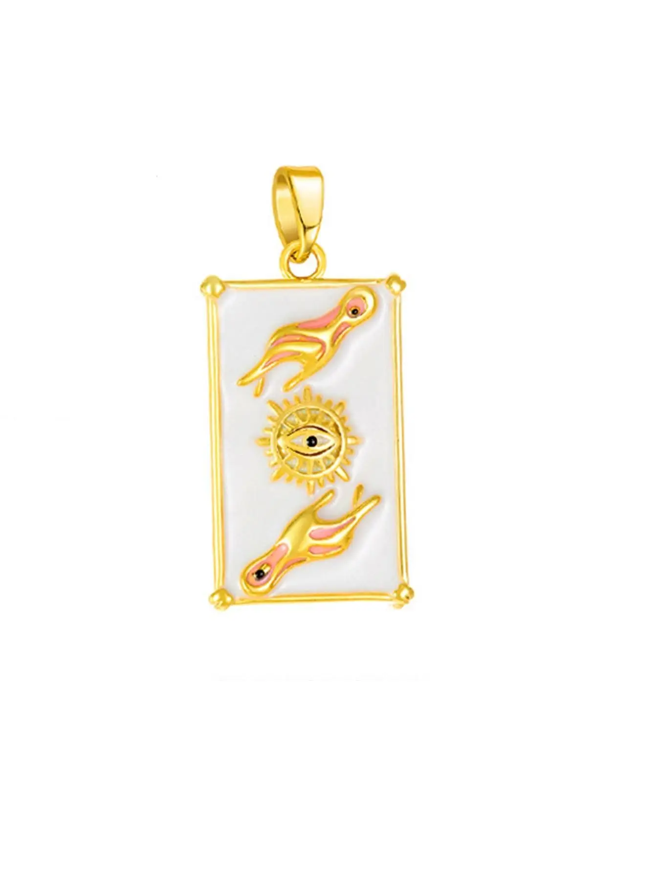 Colorful Resin Tarot Square Pendant, Hand-Drawn Buddha Moon Palm Leaf Amulet, DIY Necklace Accessories, Loose Soris Charm