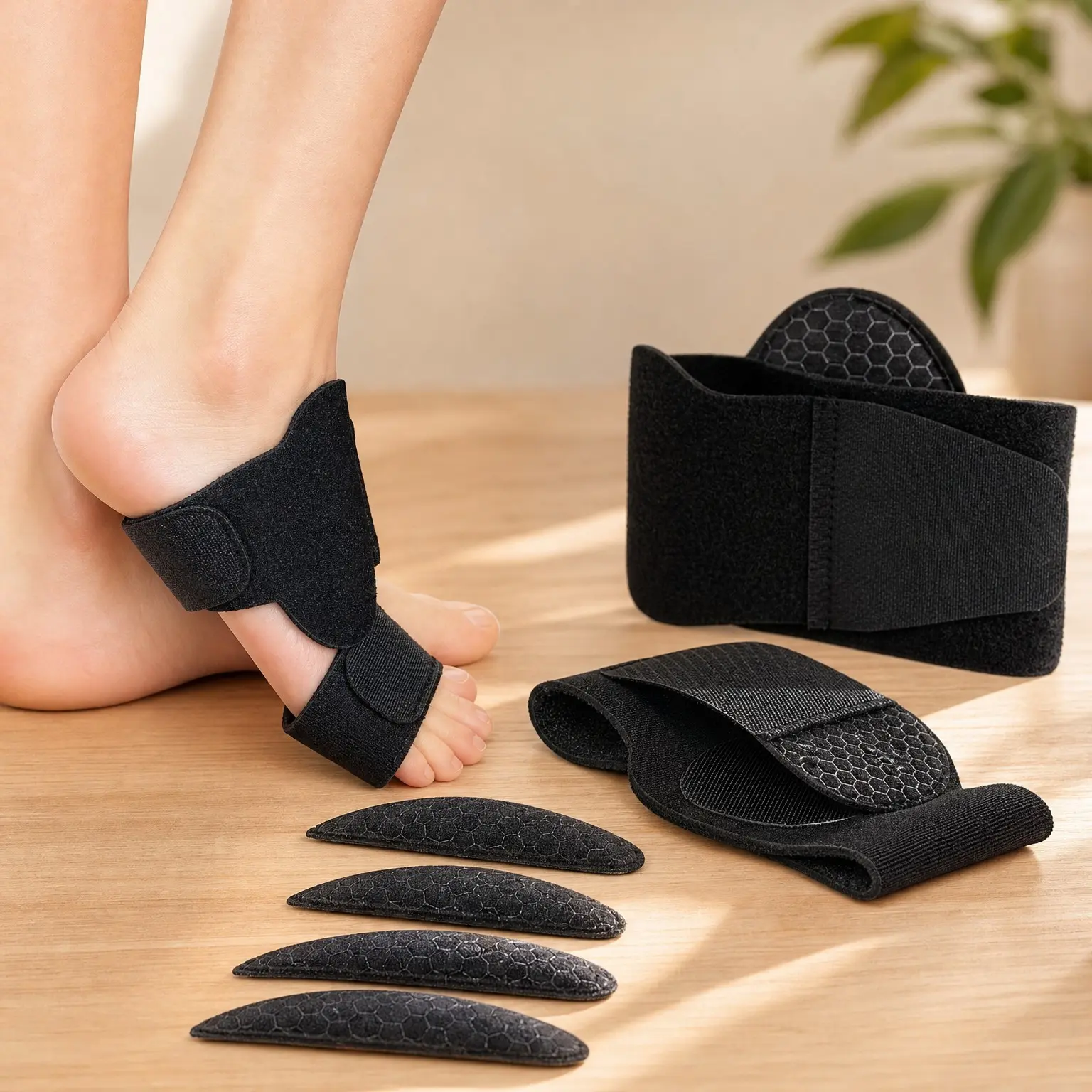 Arch Support Sleeves for Plantar Fasciitis Relief, Adjustable Compression Bands with Removable Arch Support Pads for Fallen Arches, High Arch, Flat Feet, Feet Pain Relief - BlackGift