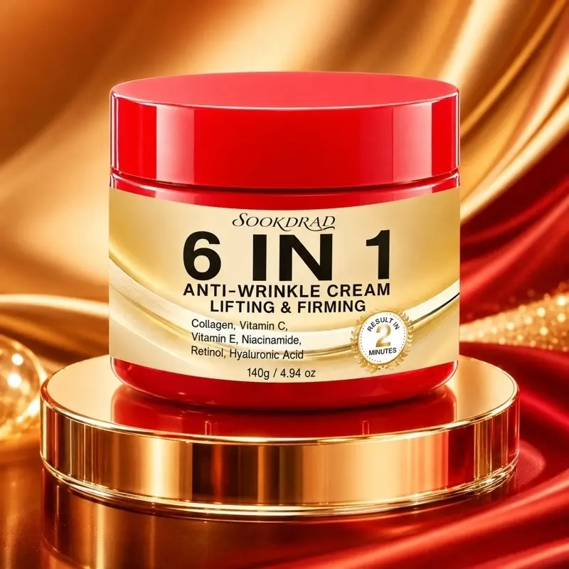 6 In 1 Anti Wrinkle Cream, Collagen, Vitamin C, Vitamin E, Niacinamide, Retinol, Hyaluronic Acid, Lifting, Firming, 2 Minutes Result, All Skin Types, 140g