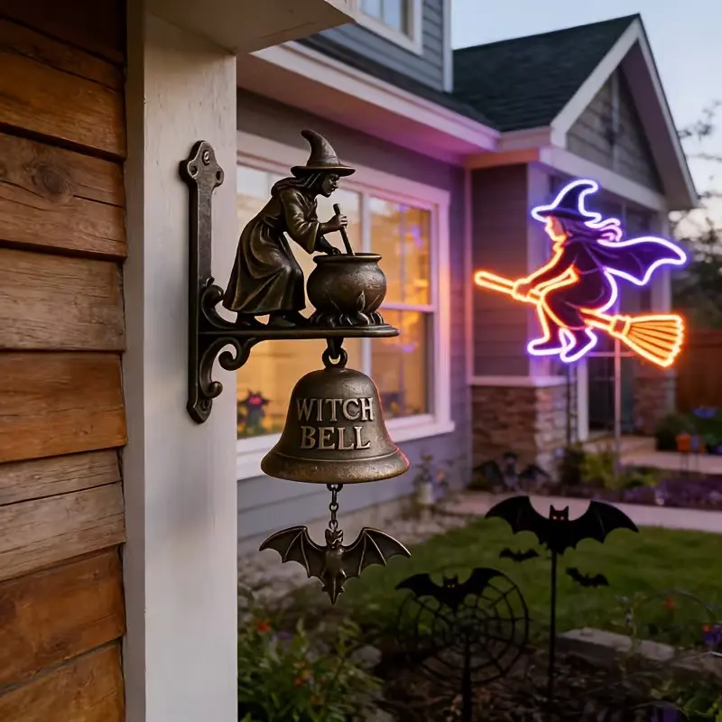 Witch Retro Welcome Doorbell, Vintage Doorbell, Outdoor Wall-Mounted Doorbell, Cafe Bar Decor, Decorative Fun Functional Ornament, Transform Knocking Moments