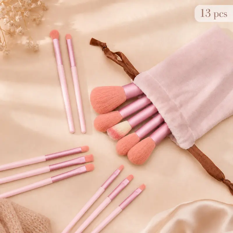 13pcs Soft Bristles Face Makeup Brush Set - Professional Blending Brushes for Foundation, Powder, Concealer, Ideal for Beginners, Face Makeup Brushes