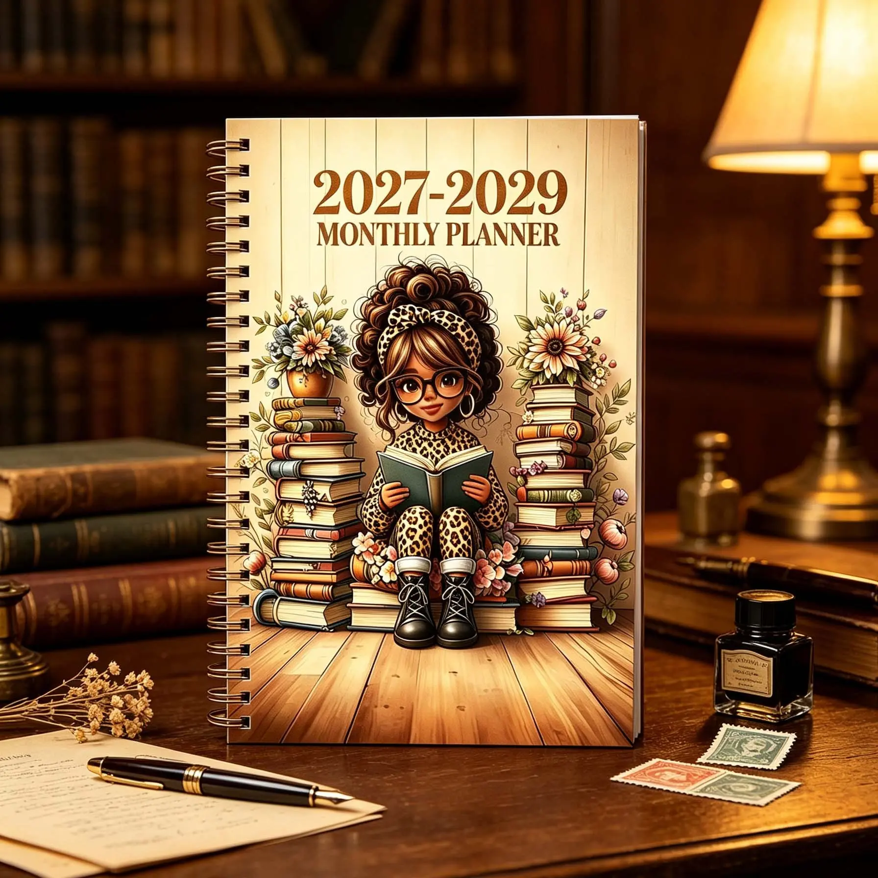 2027-2029 Monthly Planner Calendar, Calendar Design, Leopard Print Cover, Durable Spiral Binding, Storage Pocket, Holiday Gift, 3-Year Plan Book