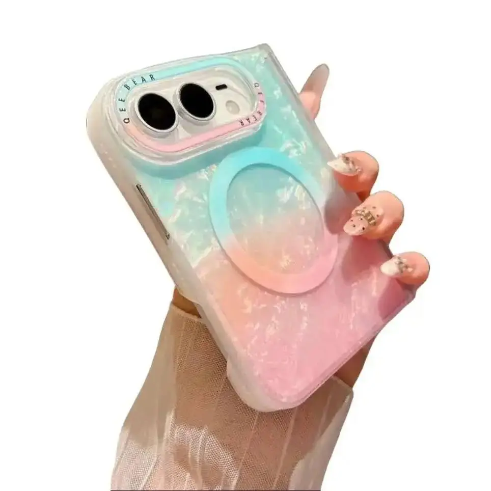 Suitable for the new folding center shaft all-inclusive color-matched shell with shell pattern design, specially designed for Apple phones.iPhone Duo magnetic attachment high-end simple anti-drop phone case.