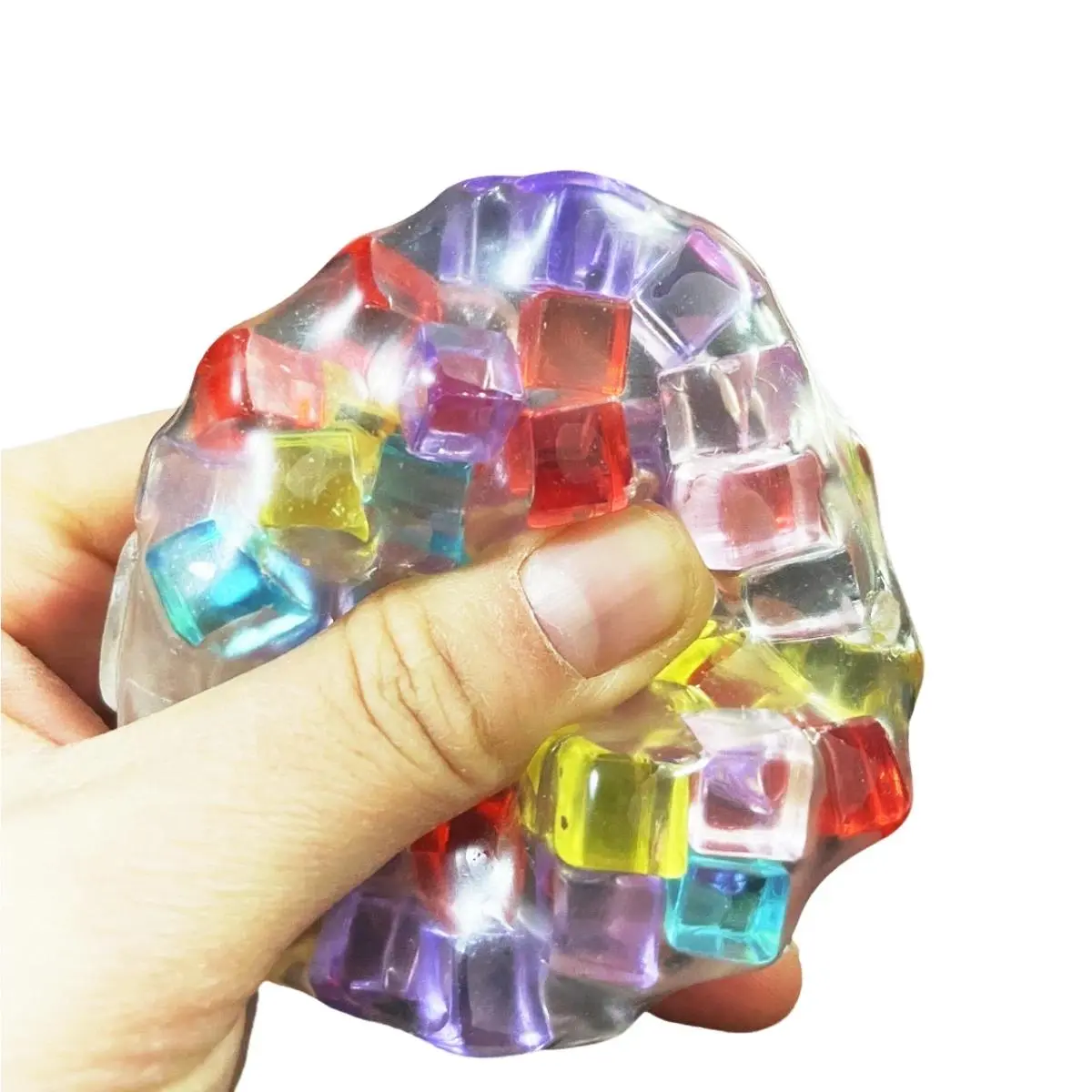 Rainbow Cube Stress Ball TPR Bead Pressure Reducing Decompression Pinch Ball for Children DIY Handmade Adult Vent Toy