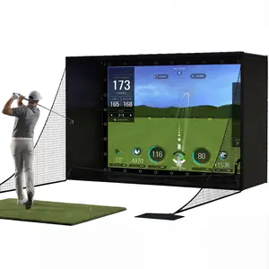 Complete Golf Simulator Enclosure Package, 11 x 8 Ft 4K-Ready Impact Screen with Blackout Cage, Frame Poles, Side Nets and Sandbags, Indoor or Garage Practice, Easy Setup, Guardrail 9 Ft