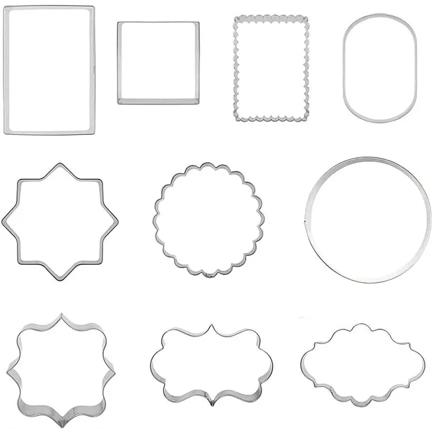 10 count Plaque Frame Cookie Cutters Set Fondant Tiles Biscuit  Molds for Cookie Fruit Shapes