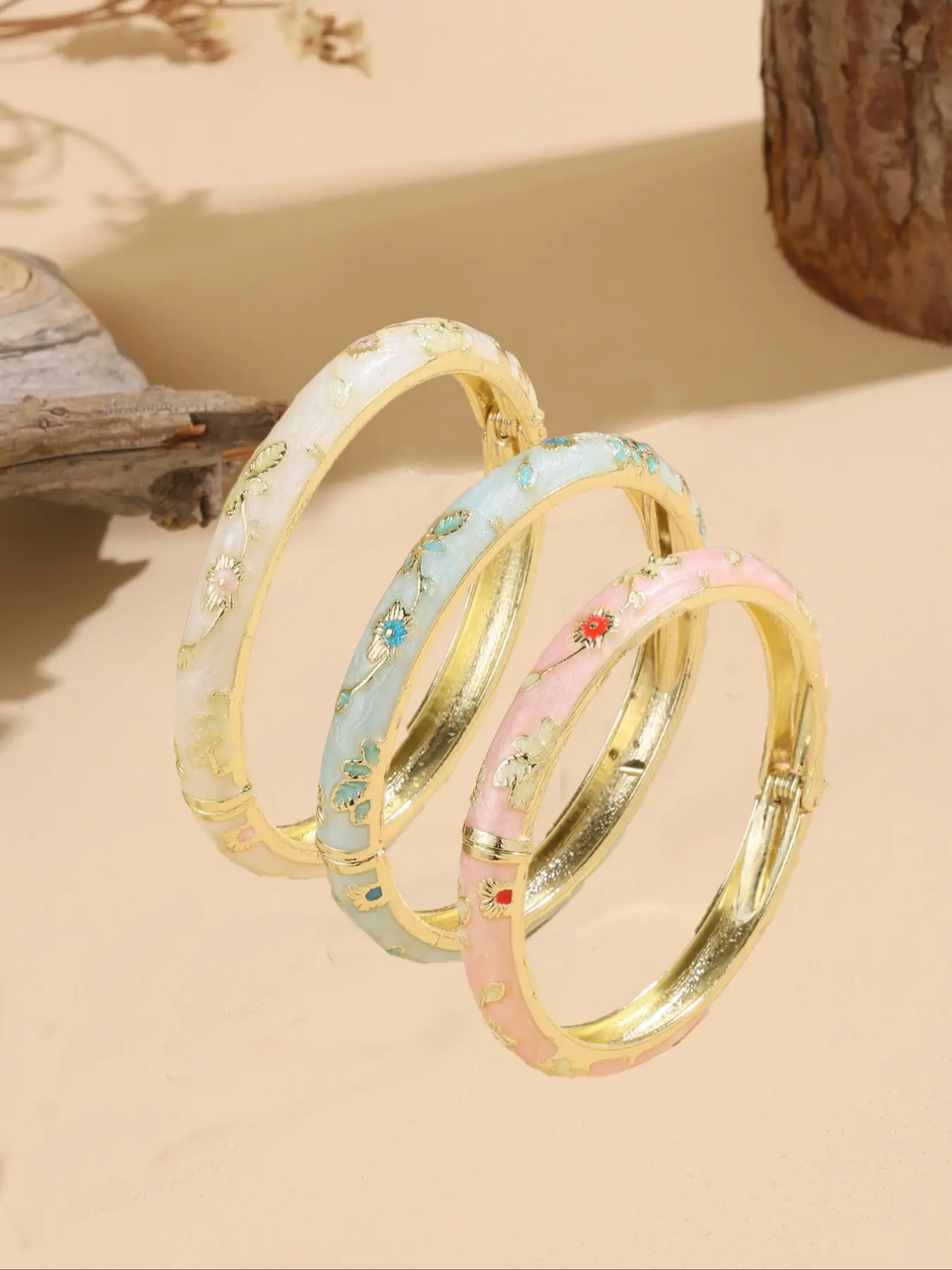 3 Piece Chinese Style Enamel Bracelets, Elegant Cloisonné Jewelry, Perfect Gift for Birthdays, Weddings, Christmas, Teachers, Moms, Elders