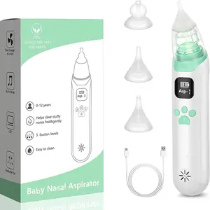 Electric Baby Nose Cleaner with 3 Silicone Tips Adjustable Suction Electric Children Nasal Aspirator Safety Convenient Low Noise