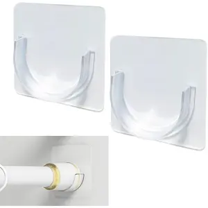 Venupple Shower Rod Holder, 2 Packs Tension Curtain Rod Bracket No Drilling, Adhesive Shower Rod Retainer Shower Curtain Rod Holder | Shower Curtain Rod not Included Transparent