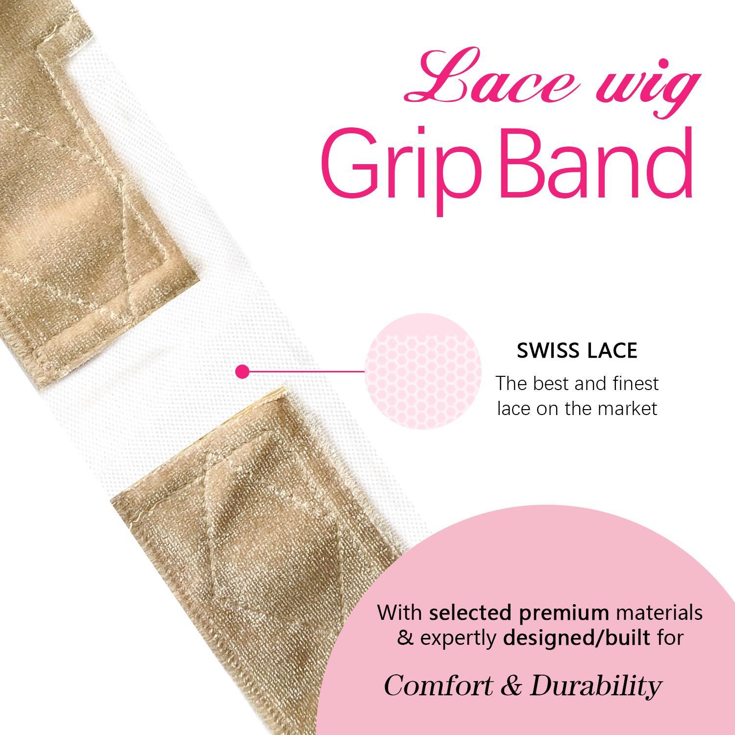 Adjustable Lace Wig Grip Band, Wig Grip Band for Lace Front Wigs, Wig Gripper with Ear Cutouts, Comfortable and Breathable Glueless Velvet Headband