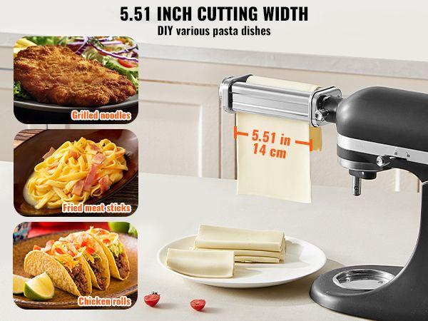 VEVOR Pasta Attachment for KitchenAid Stand Mixer, Stainless Steel Pasta Sheet Roller Attachment, Pasta Maker Machine Accessory with 8 Adjustable Thickness Knob, KitchenAid Pasta Attachment by  Utensils
