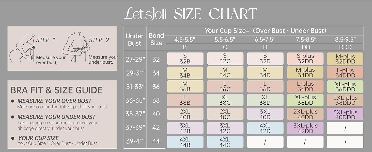 LetsJoli Women's Wirefree Bra, Full Coverage & Push Up Support Comfort Plus Size Bra