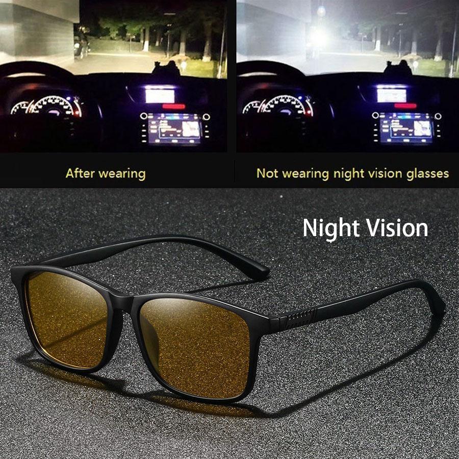 Vintage Square Frame Unisex Night Vision Glasses, Anti-Glare & Anti-Reflective UV400 Eyewear, Fatigue-Reducing Lenses Ideal for Night Driving, Daily Commute & Outdoor Use
