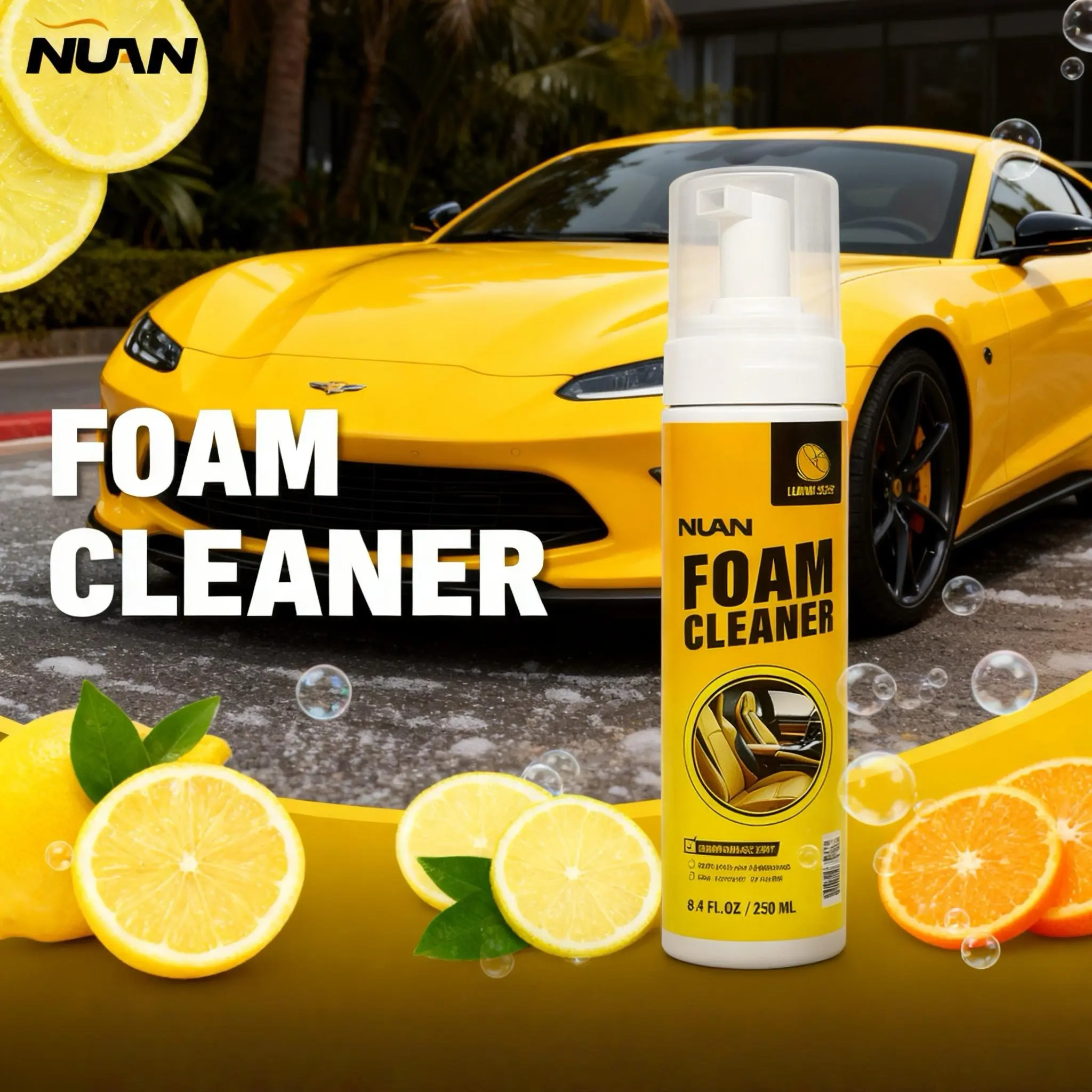 NUAN multi-purpose cleaning spray foam cleaner all purpose NUAN Foam Interior Cleaner – Safe for Car Interiors, Plastic & Leather, Water-Free Spray Wipe, Powerful Stain Removal, Non-Damaging Non-Ionic Formula, Forms Protective Layer for Lasting Shine