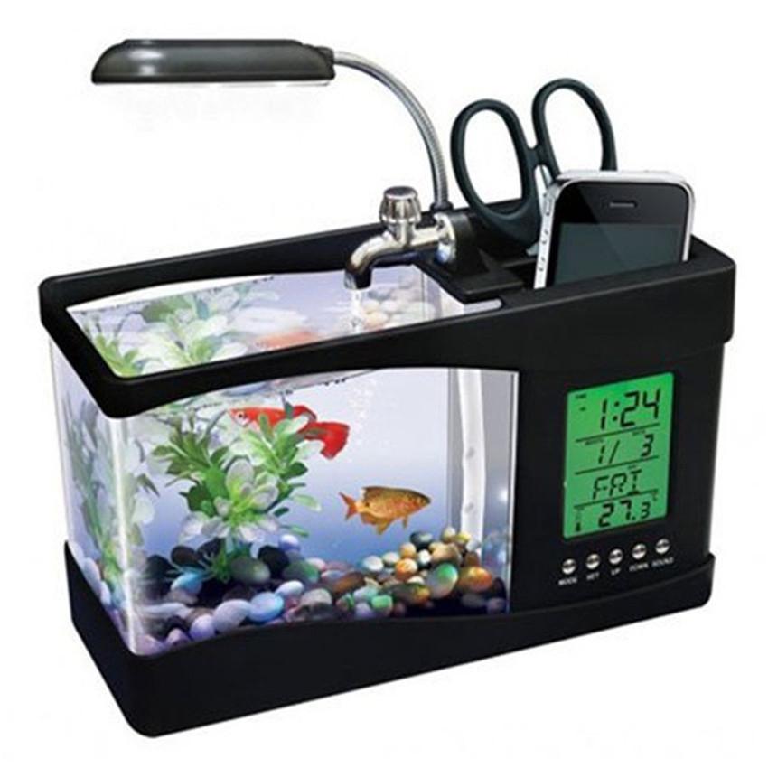 Mini Household Small USB Creative Fish Tank Aquarium Desktop Living Room Ecological Landscaping Goldfish Tank Gift