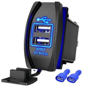 Nilight Rocker Switch Style Dual USB Charger - 5V 4.2A Charging Device for Smartphones, Electronic Devices