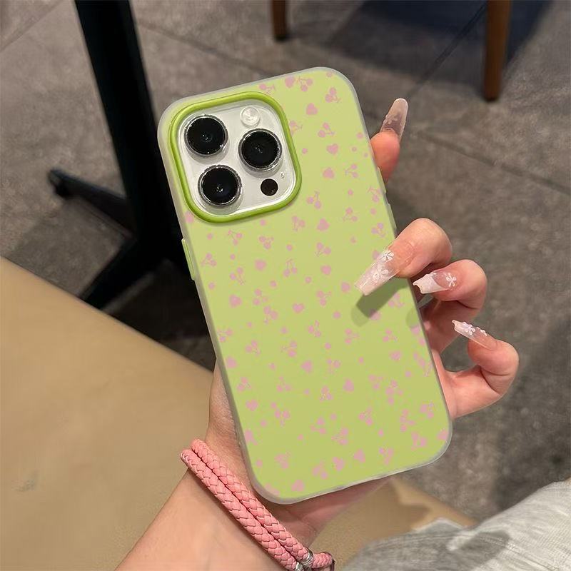 Full Screen Pink Heart Cherry Pattern 2-in-1 All Inclusive Shockproof Phone Case, Minimalist Trendy Precise Cut Protective Cover for iPhone 11 11 Pro Max 12 12 Pro 13 13 Pro 13 Pro Max 14 14 Plus 14 Pro Max 15 15 Pro 15 Pro Max 16 16 Pro Max 17 17 Air 17