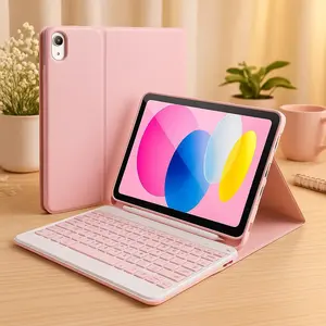 Keyboard Case for iPad 11th Generation (A16) 11-Inch 2025 and iPad 10th Generation 10.9-Inch 2022, 7-Color Backlit Wireless Detachable Keyboard Folio Cover with Pencil Holder