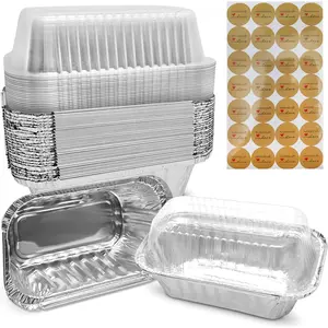 50 Pack Mini Aluminum Loaf Pans with Lids 6x3.5x2 with Baked with Love Stickers, Small Disposable Foil Baking Pans for Bread, Fruit Cake, Banana Bread, Meatloaf & Baked Goods