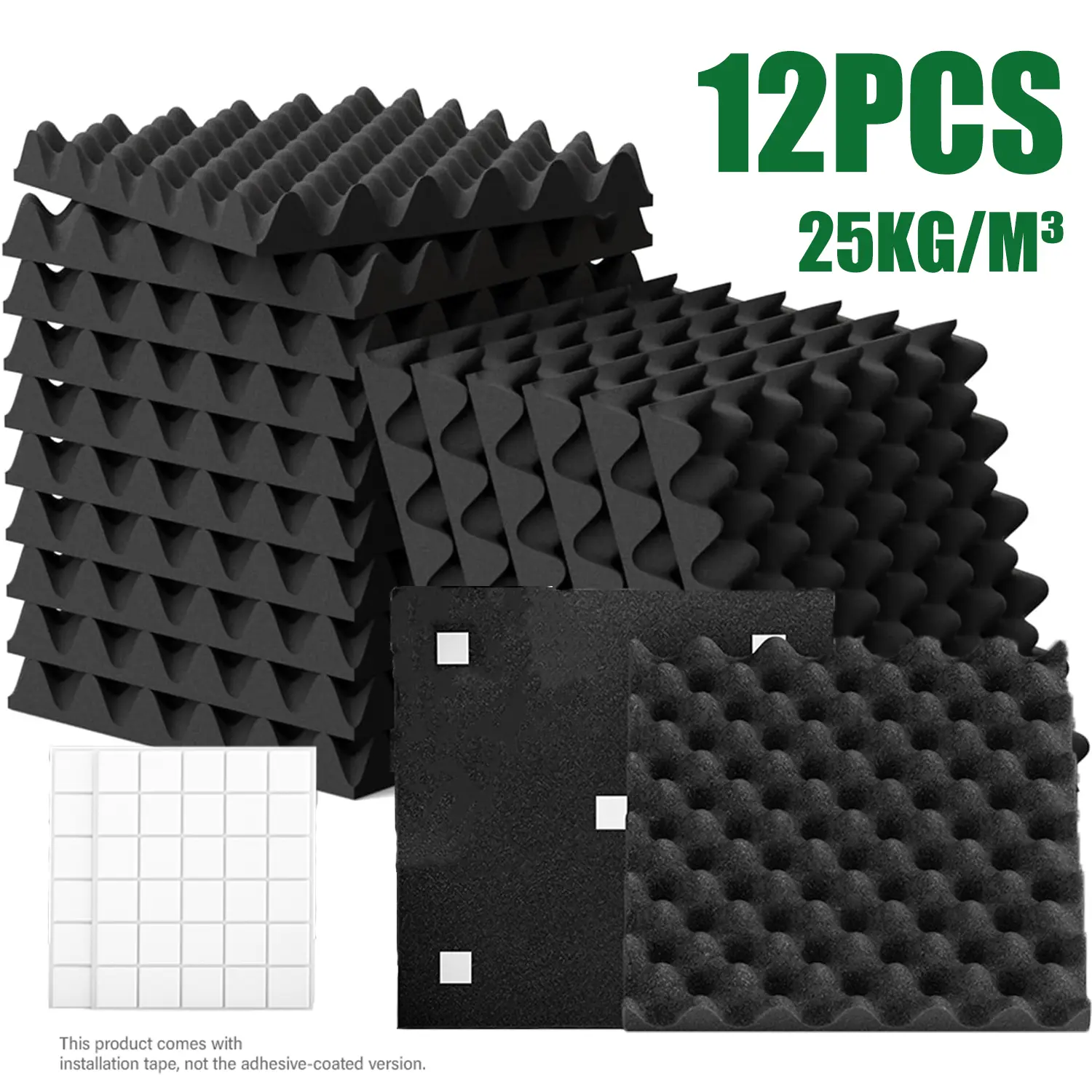 12 Pack 1.18"X12"X12" Egg Crate Music Studio Acoustic Soundproof Foam Panels,Acoustic Foam, Sound Proof Egg Crate Foam(Most Soundproofing Design), Upgraded Acoustic Panels, Fire-Retardent Sound Proof Foam Panels for Walls, Doors, Sound Foam for Wall Door