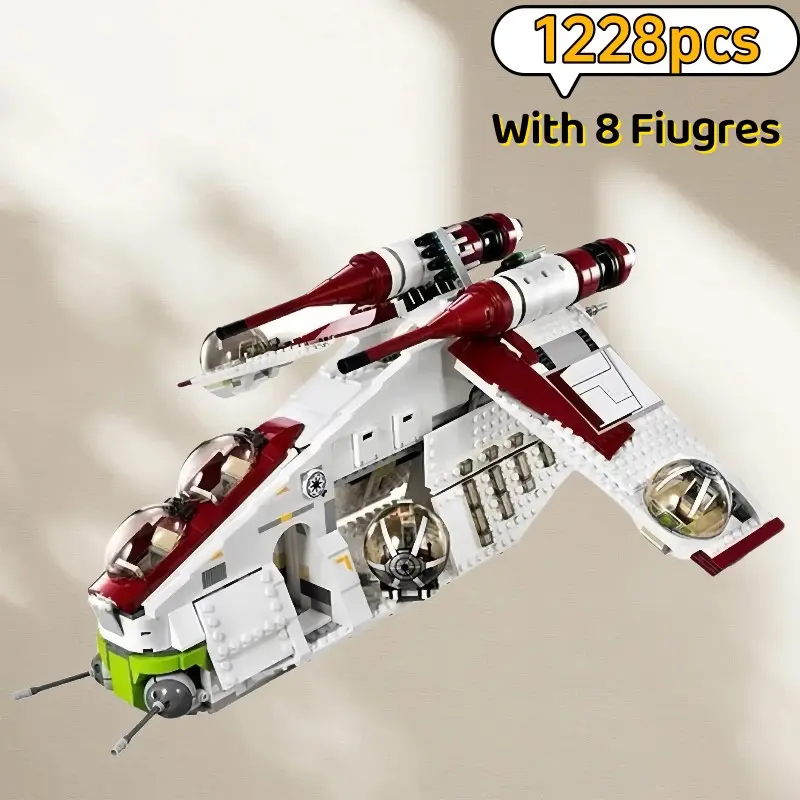 1228 Pieces Compatible 05041 Republic Airdrop Ship Armed Helicopter Model Building Set, 75021 Bricks Block Kids Toy Gift, Available Now