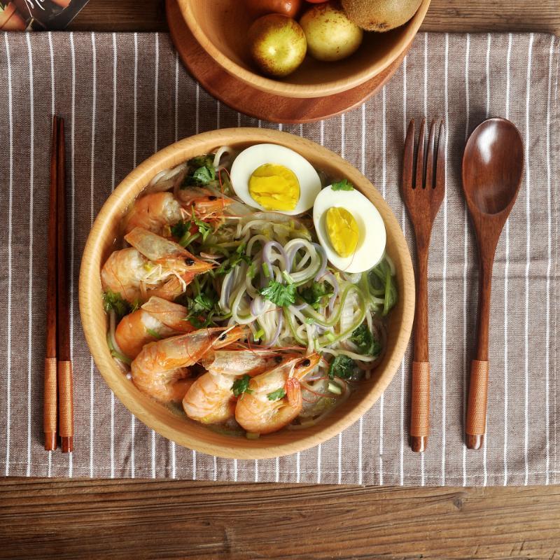 Wooden Tableware Set, 3 Counts/set Including Spoon, Chopsticks & Fork Set, Handmade Household Tableware, Kitchen Utensils, Dinnerware Service Set