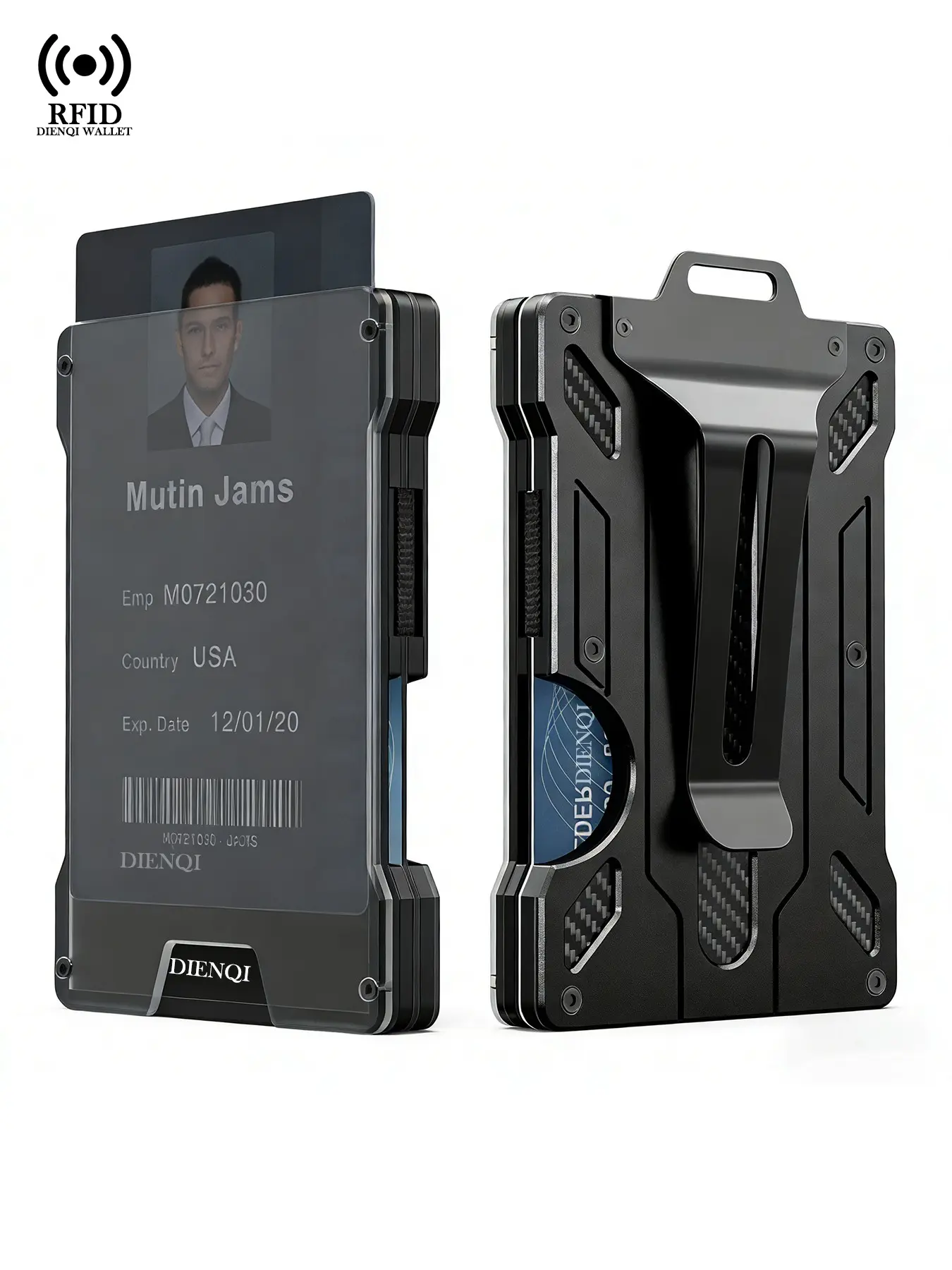 RFID Blocking Business Card Holder Card Wallet Aluminium Alloy Metal Minimalist Smart Wallet Credit Capacity with Metal Money Clips + Clear ID Window, Anti-Theft Minimalist Design Cardholders,Birthday Gifts for Men,Every Day