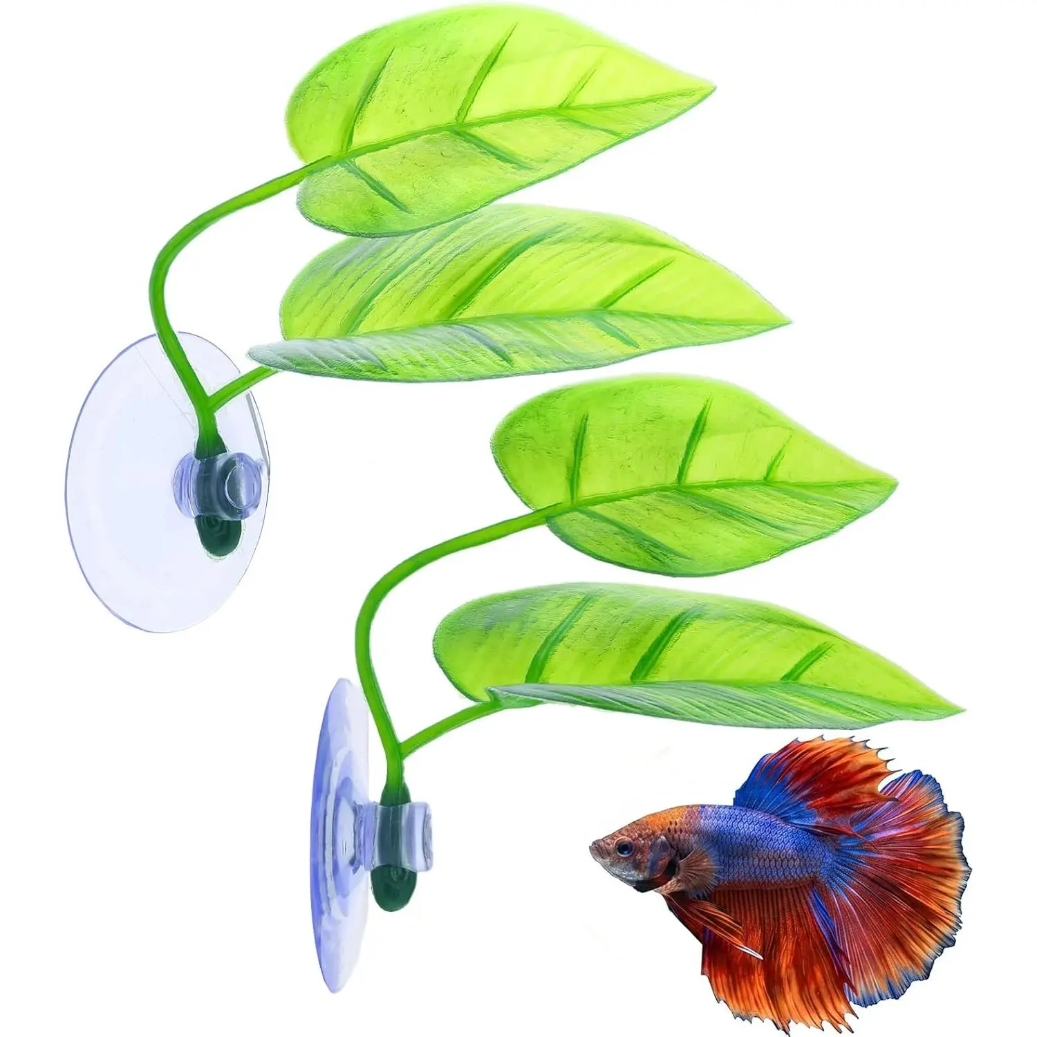 2PCS Betta Fish Leaf Hammock, Betta Fish Bed Leaf Hammock, Soft Aquarium Decor Plastic Plants, Betta-Fish Tank Decorations Plants, Practical Resting Spot for Sleeping, Hiding, Playing and Breeding