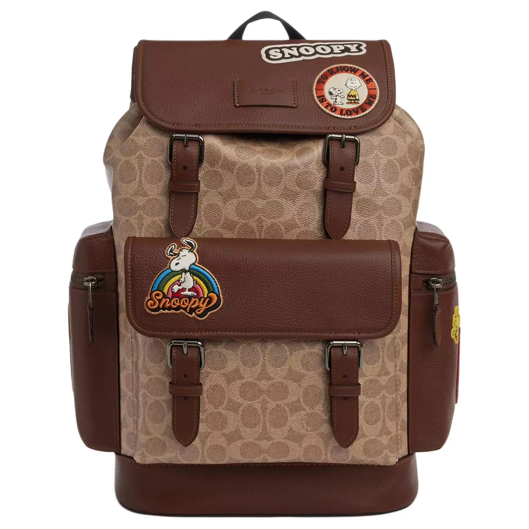 COACH x PEANUTS Sprint 29 Backpack for Men – Coated Canvas, Hardware-Embellished, Rust Color