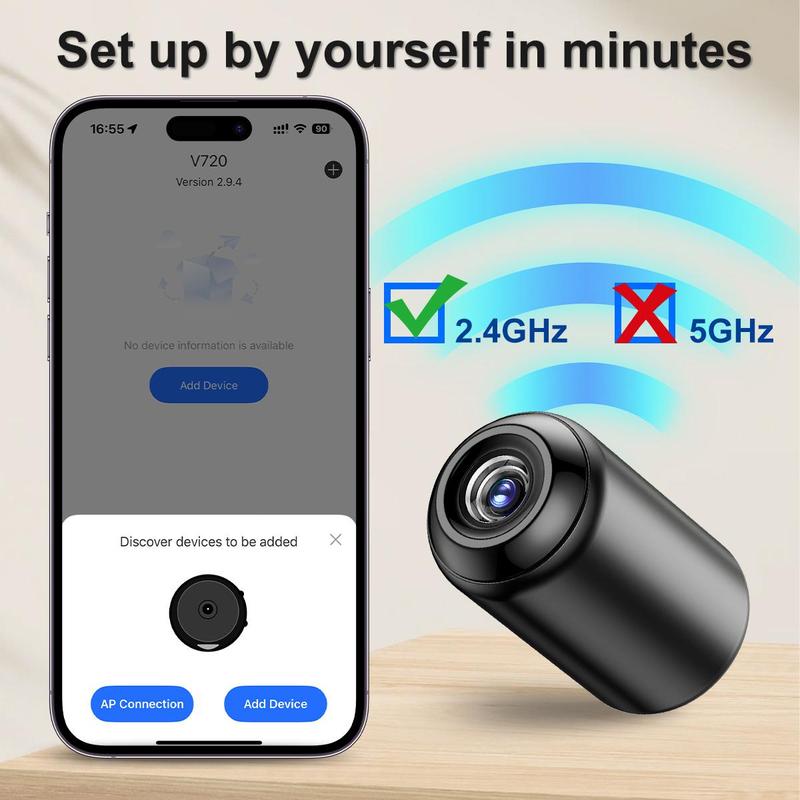 Indoor Security Camera Wireless Camera Hidden Spy Camera for Home Use, Mini Security Wireless WiFi Camera, Night Vision Nanny Cam for Baby, Pets, Compatible with Smartphone, Tablets