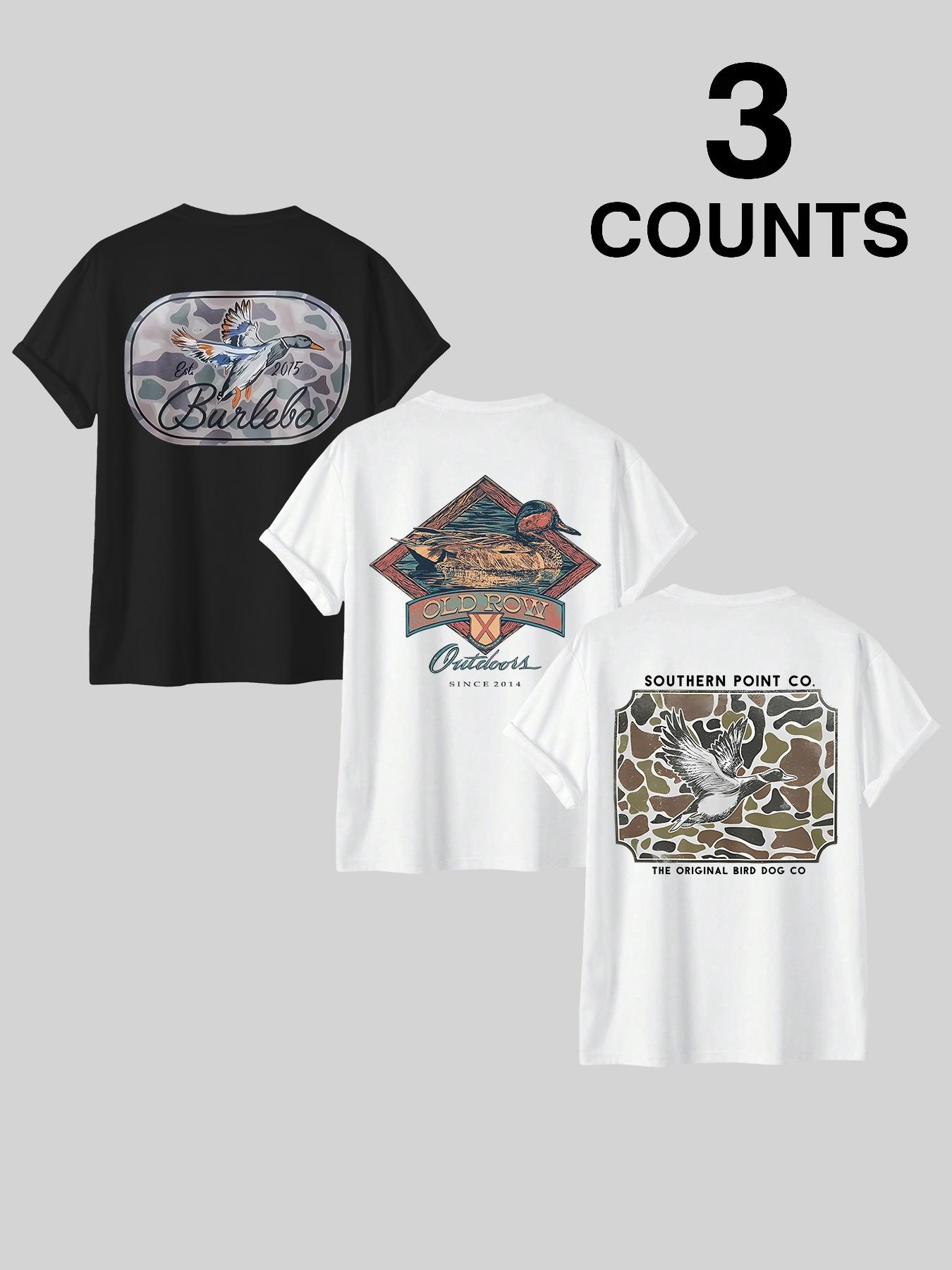 Men's Letter & Bird Print Round Neck Graphic Tee, Regular Fit Casual Short Sleeve T-shirt for Summer, Men's Top for Daily Wear, Tropical, Fitted