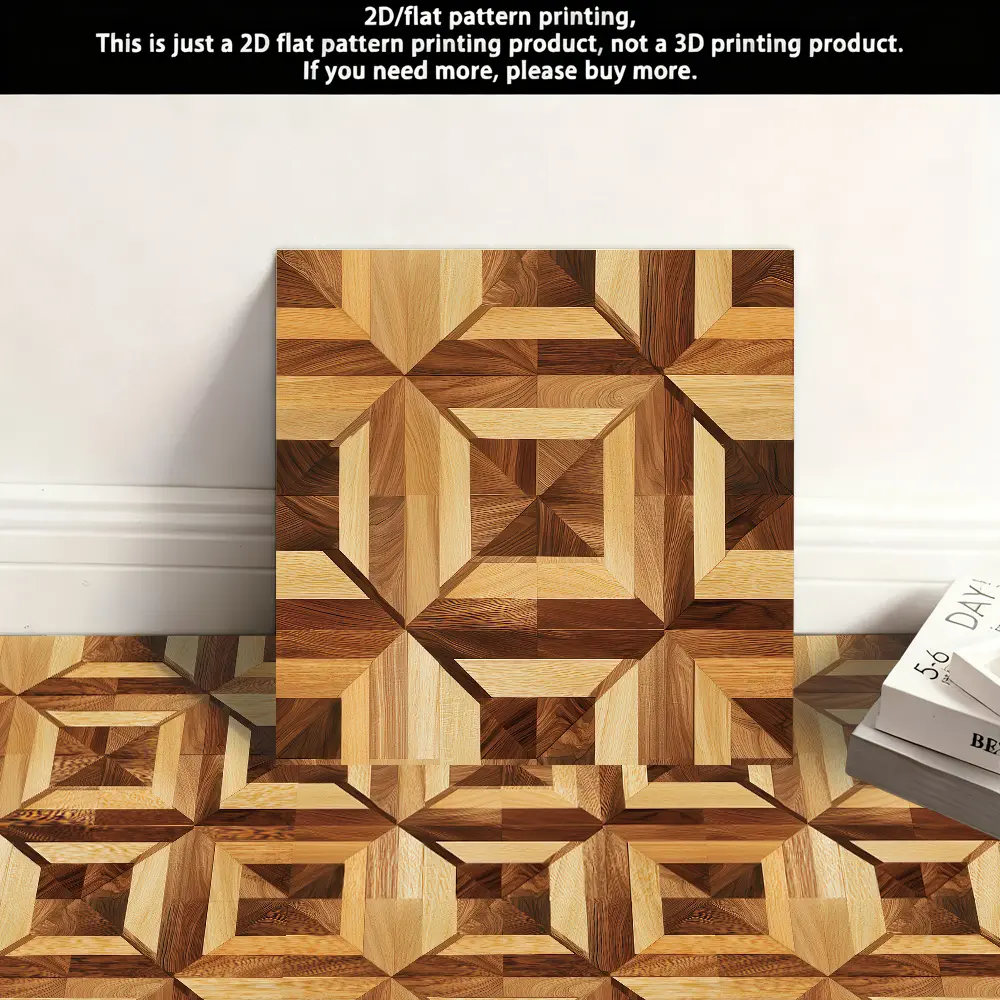 Self-AdhesiveFaux Leather Floor Tiles Peel & Stick Waterproof Wood Look Suitable for Kitchen, Bathroom, Living Room, Bedroom - Installation, Low Maintenance, Vinyl Planks (10 Squares), 2D Flat