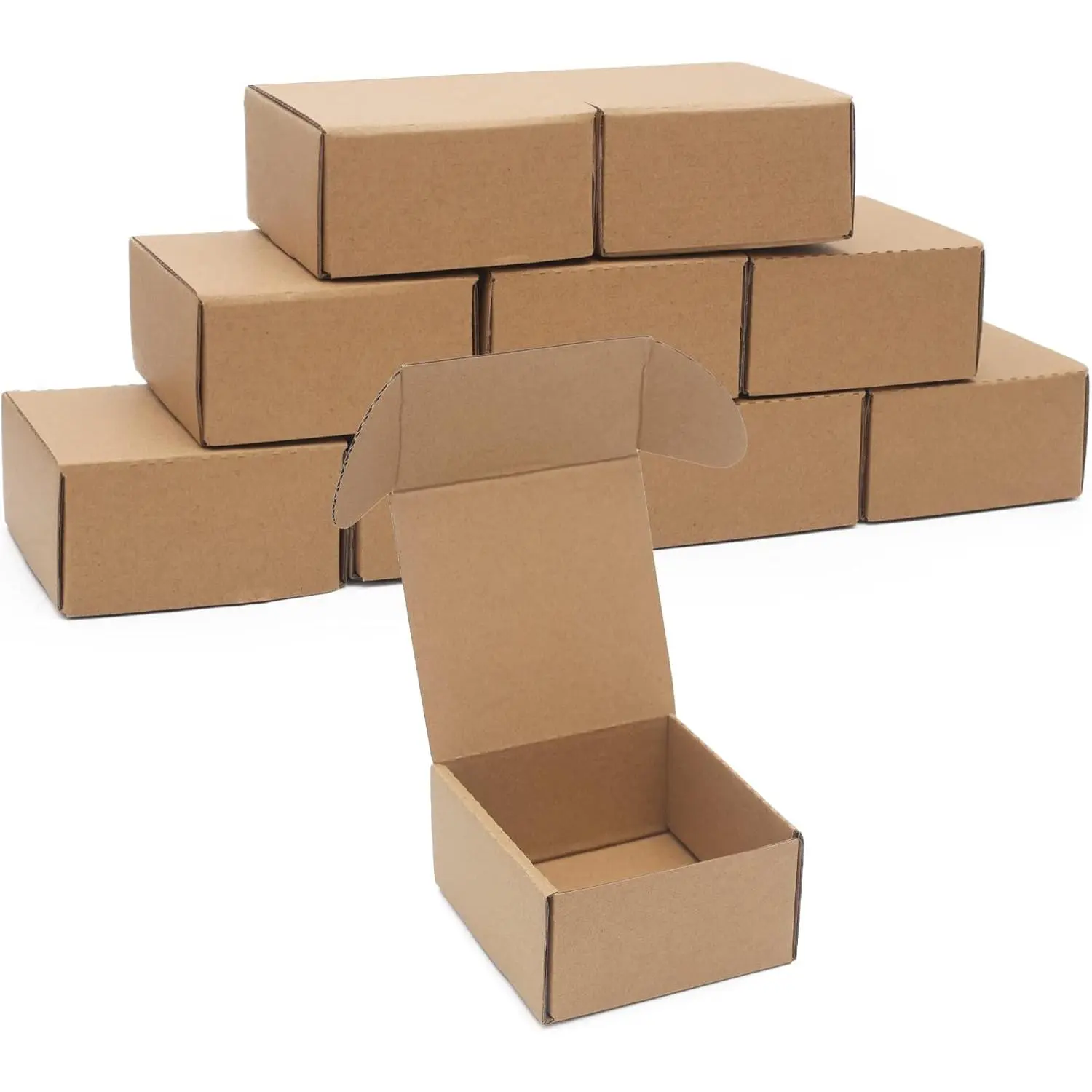 10 Pack Small Shipping Boxes 4x4x2'' (Inner Size) Corrugated Small Cardboard Boxes for Shipping, Recyclable Packaging Boxes for Business, Mailer,  Packing, Crafts Packing,  Boxes, Brown