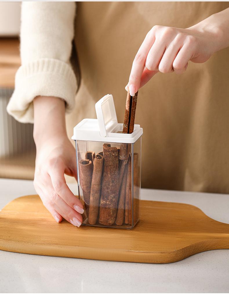 FaSoLa seasoning storage box for kitchen use, transparent with lid, sealed and moisture-proof spice and condiment dispenser box