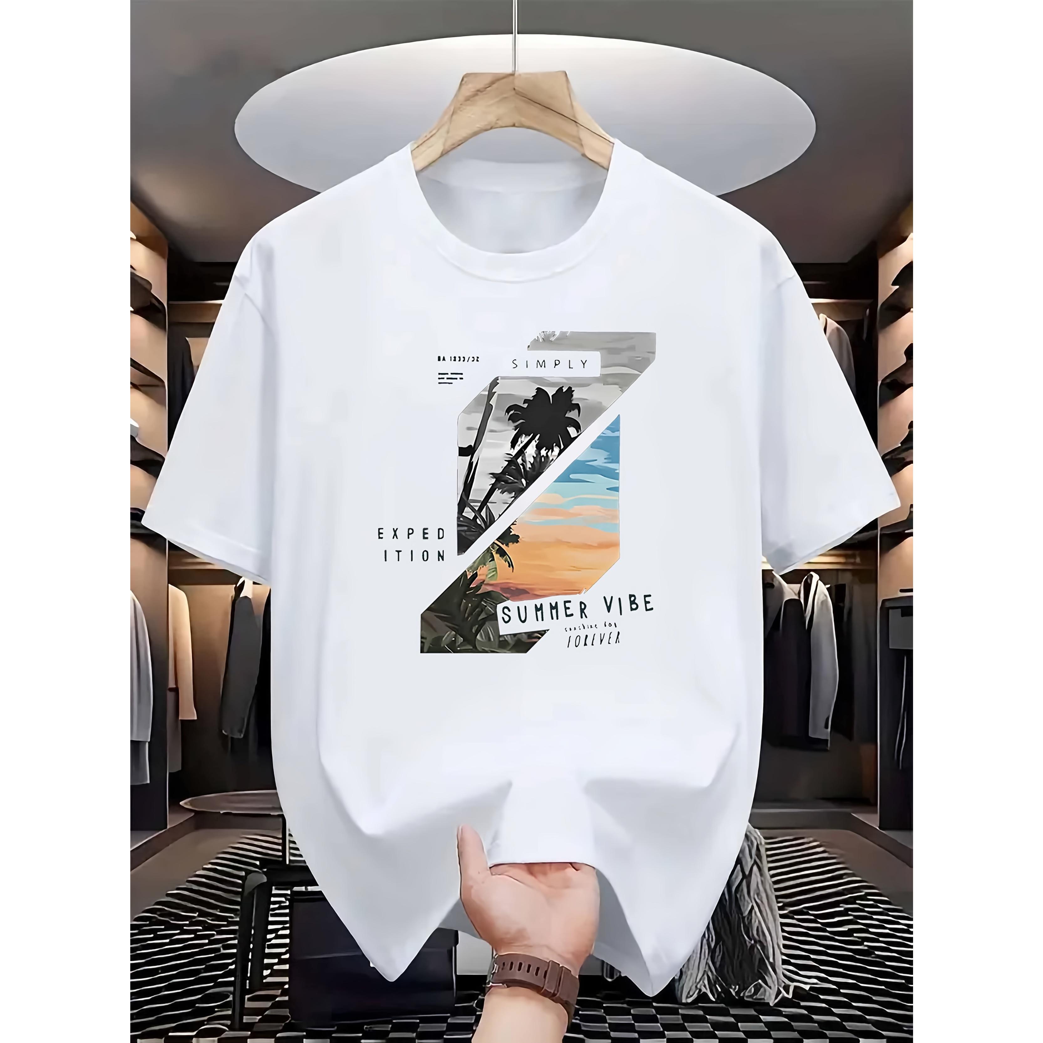 Men'S Stylish Print T-Shirt Casual Top Knit Stretch Fabric Polyester hannah montana 20th anniversary merch graphic tee 90s graphic tees t shirt for men funny graphic tee men's t shirts christian clothing men graphic tees good graphic tees trendy t-shirts