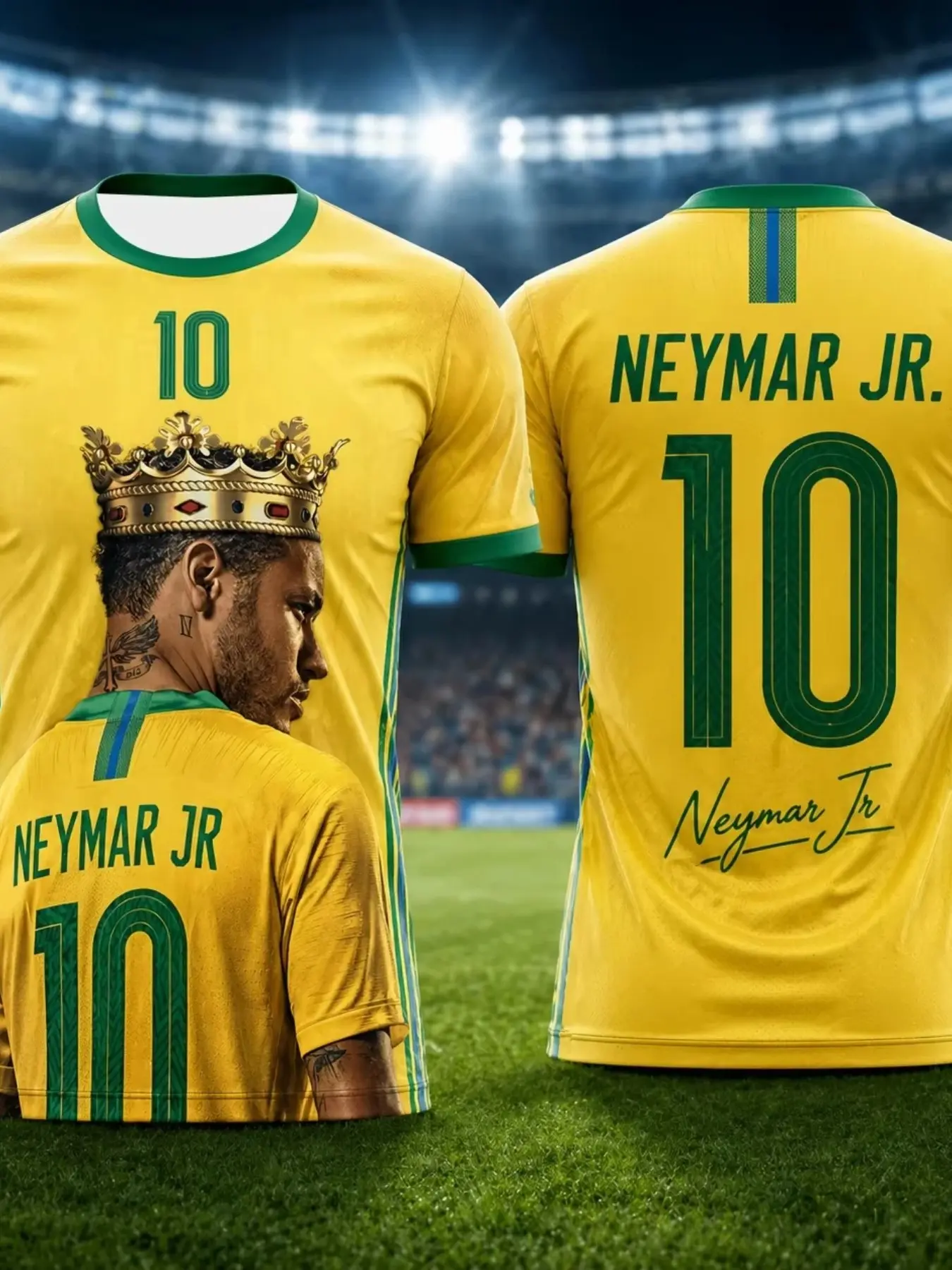 Football Star Memorial Short Sleeve T-Shirt, Neymar 10 Print, Men's Sport Casual Top, All Seasons Wear
