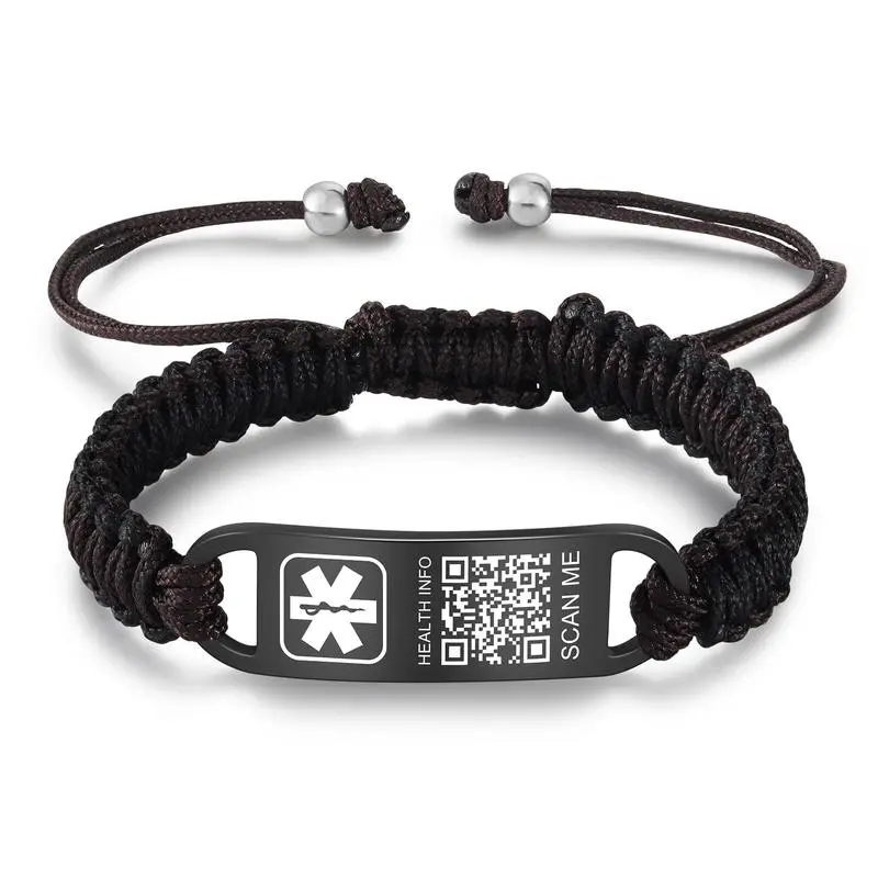 Nylon Waterproof Sport Bracelet Wristband for Men Women with Custom QR Code Alert Emergency Med Info, Fits Wrists Up To 7 Inches