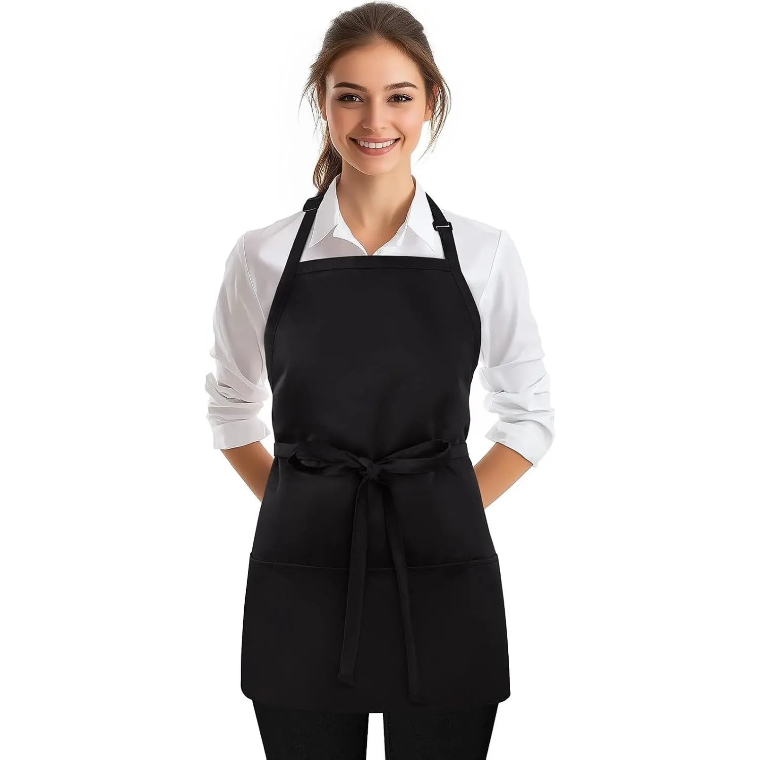 Kitchen Cooking Apron with 3 Pockets, Adjustable Bib Apron Chef Aprons for Women Men