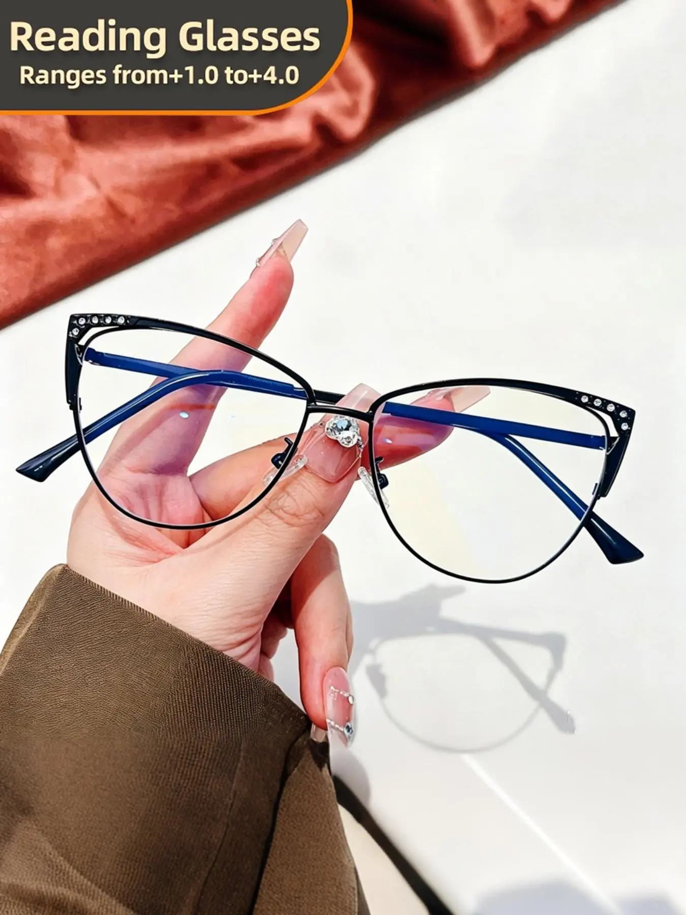 Reading Glasses Cat Eye Retro Blue Light Blocking Reading Glasses Clear Transparent Computer Presbyopic Glasses Reading Eyeglasses 1.0 to 4.0