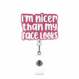 Letter Design Retractable Medical Badge Reel - 4.9x3.7cm ID Badge Holder Clip, Practical for Nurses, Nursing Students & Office Staff, Nursing Student Badge Reel