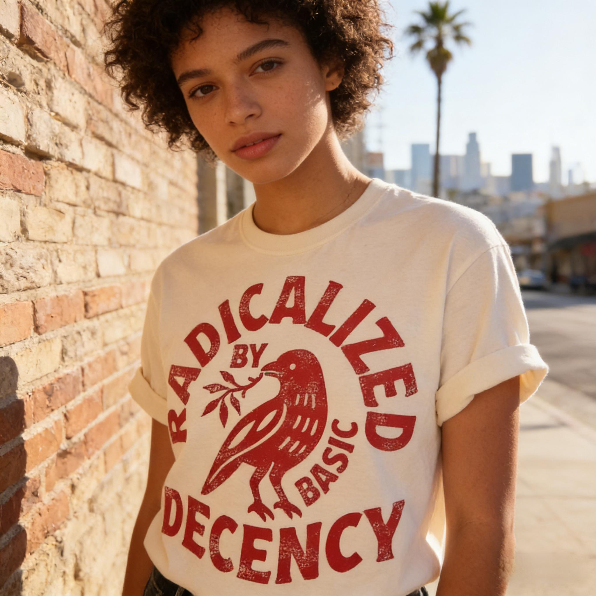 Vintage Radicalized By Basic Decency Unisex T-shirt, Political Protest T-shirt, Feminist Activist Gift, Liberal Clothing, Social Justice Gift