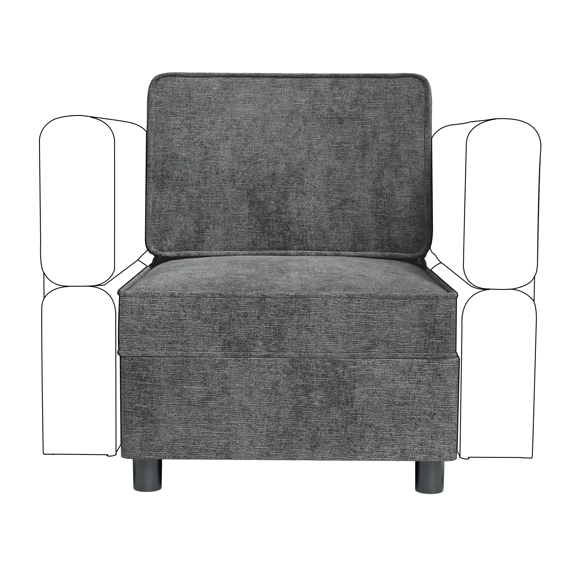 Versatile Chenille Modular Sectional Sofa Set with Storage Ottoman – Adjustable Armrests & Backrest – Single Seater and Ottoman for Living Room – Ideal as Modular Sofa Bed, Sleeper Couch, or Sectional Arrangement