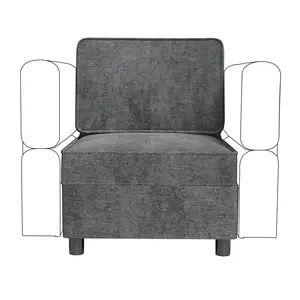 Versatile Chenille Modular Sectional Sofa Set with Storage Ottoman – Adjustable Armrests & Backrest – Single Seater and Ottoman for Living Room – Ideal as Modular Sofa Bed, Sleeper Couch, or Sectional Arrangement