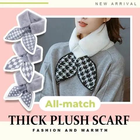 Buy One, Get the Second at Half Price|All-match Thick Plush Scarf Ultra-Soft & Warm with Peach Heart Wavelet Dot Houndstooth Polka Dot & Diamond Grid Patterns for Winter Style and Comfort