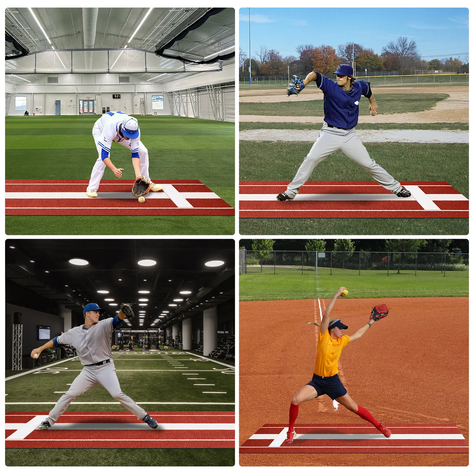 10x3 Ft Fastpitch Softball Pitching Mat, Heavy-Duty All-Weather Turf Pitching Mound with Built-In Rubber, UV-Resistant Non-Slip Practice Mat for Indoor/Outdoor Youth & Adult Training